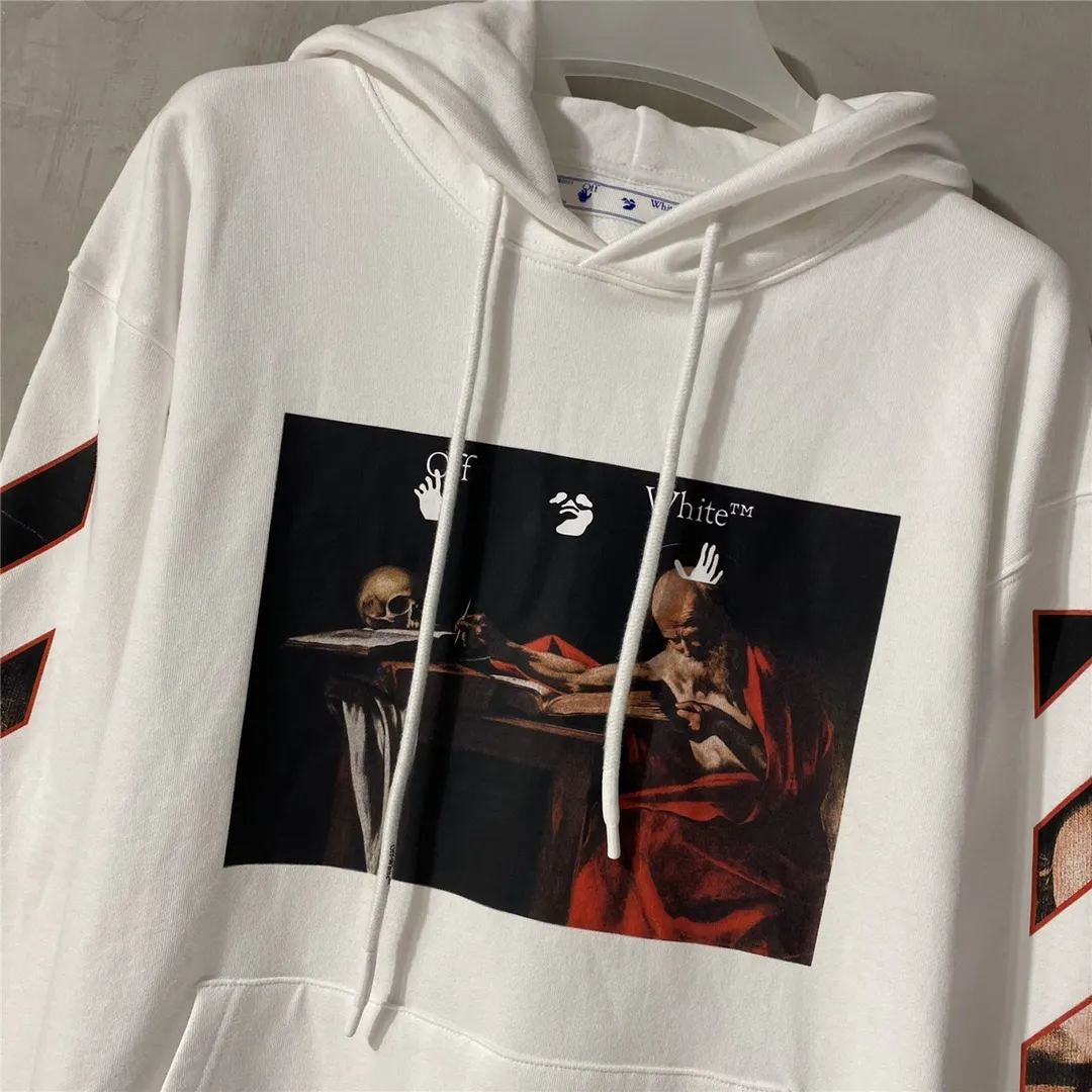 Top tested version OFFWHITE OW Caravaggio Skeleton Old Man Oil Painting for Men and Women Couple Pure Cotton Loose Religious Round Neck Pullover Hoodie Sweatshirt Exclusive version on the market, zp’s sales once hit a new high. Both the front and rear panels are printed using Kornit's digital direct printing process, with 7 colors sprayed and glazed solid film, giving the printing a jelly-like feel. The printing gradient is gentle, the texture is clear, and the color contrast is obvious. The fabric is made of 480g large fish scale pure cotton terry fabric, which is launched in a big way and has full drape. It can be compared with all versions on the market and is synchronized. Brand new 21s collar label, washed, hang tag, all customized. Size chart